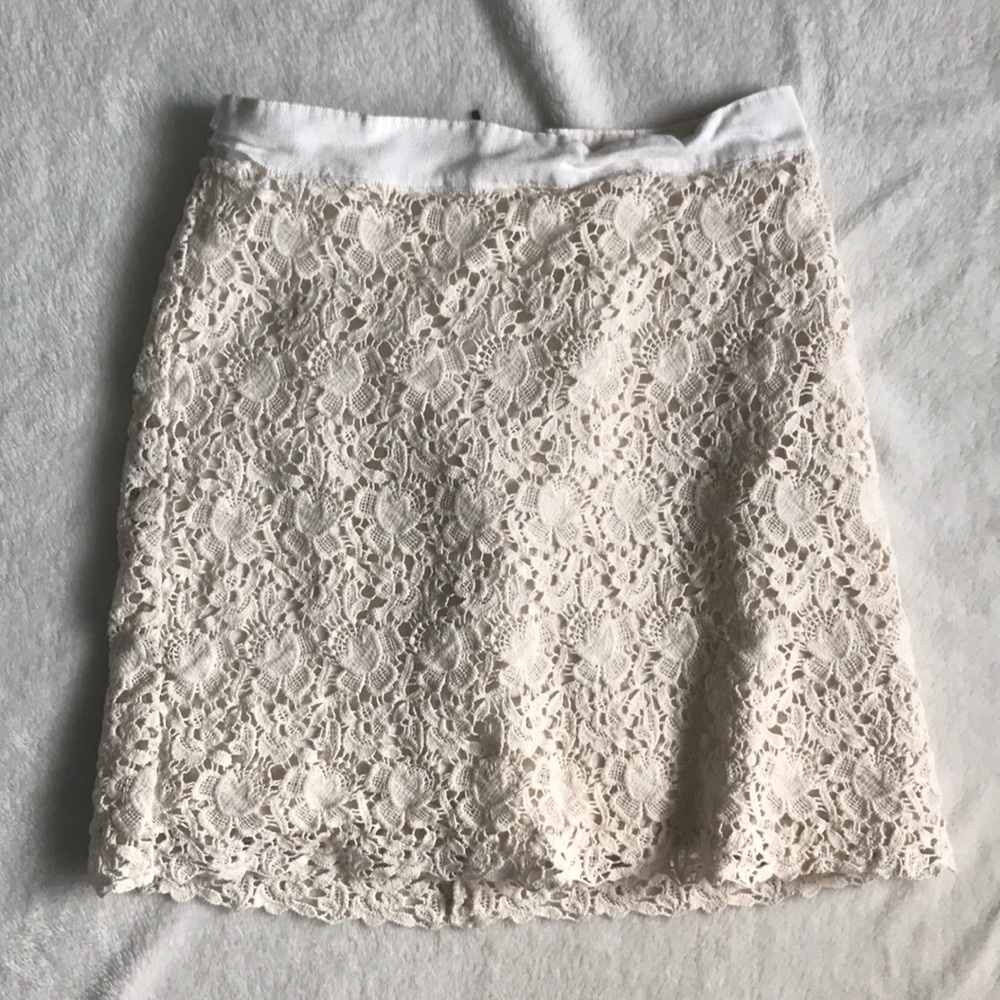 Cream Floral Pattern Loft Skirt